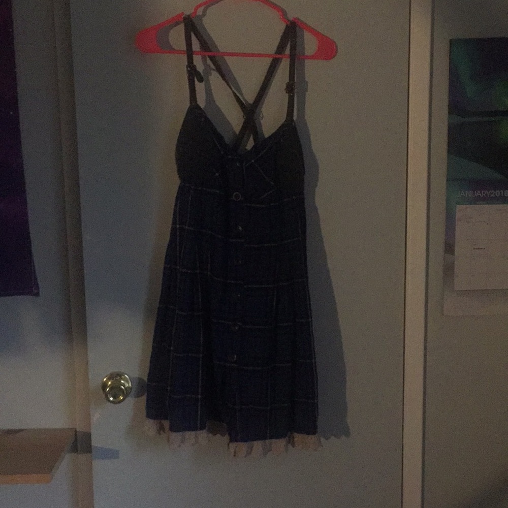 Free people size 4 blue plaid dress